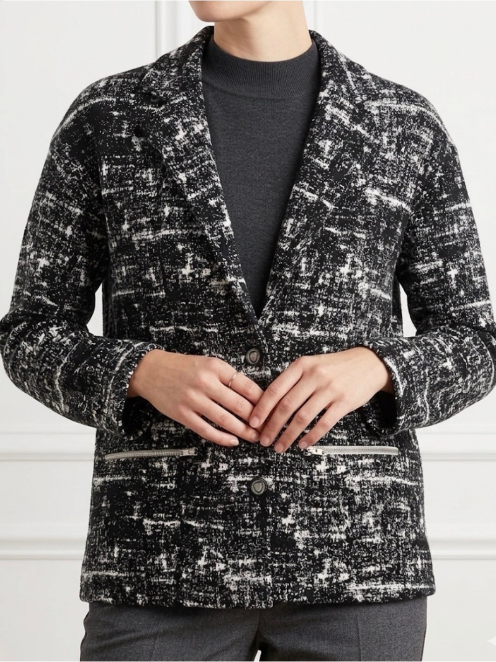 Parsley & Sage Stretch Blazer With Zippered Pockets
